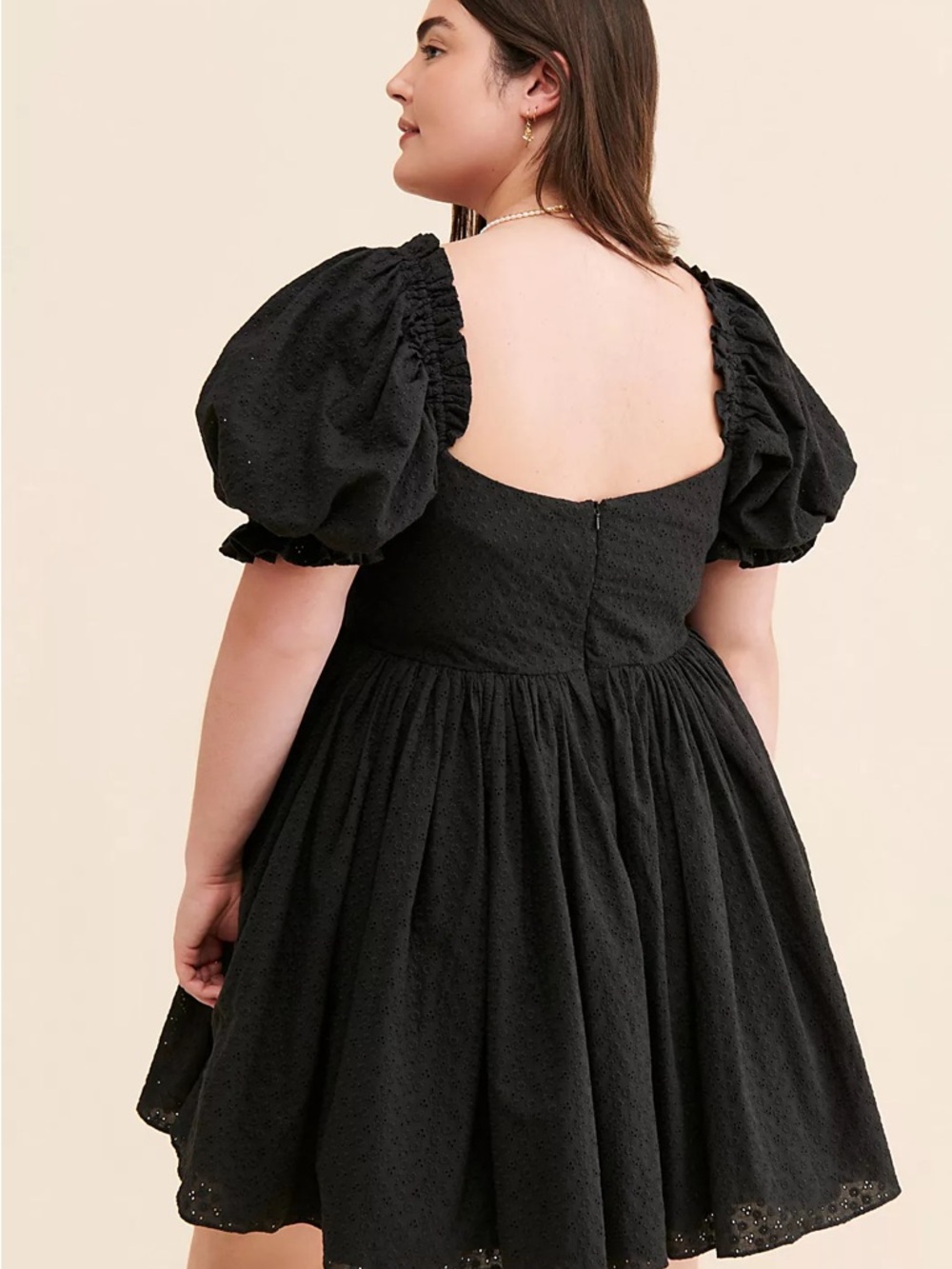 Selkie Beach Day Dress Black Puff-Sleeve Mini Dress - Women's - Picture 3 of 7